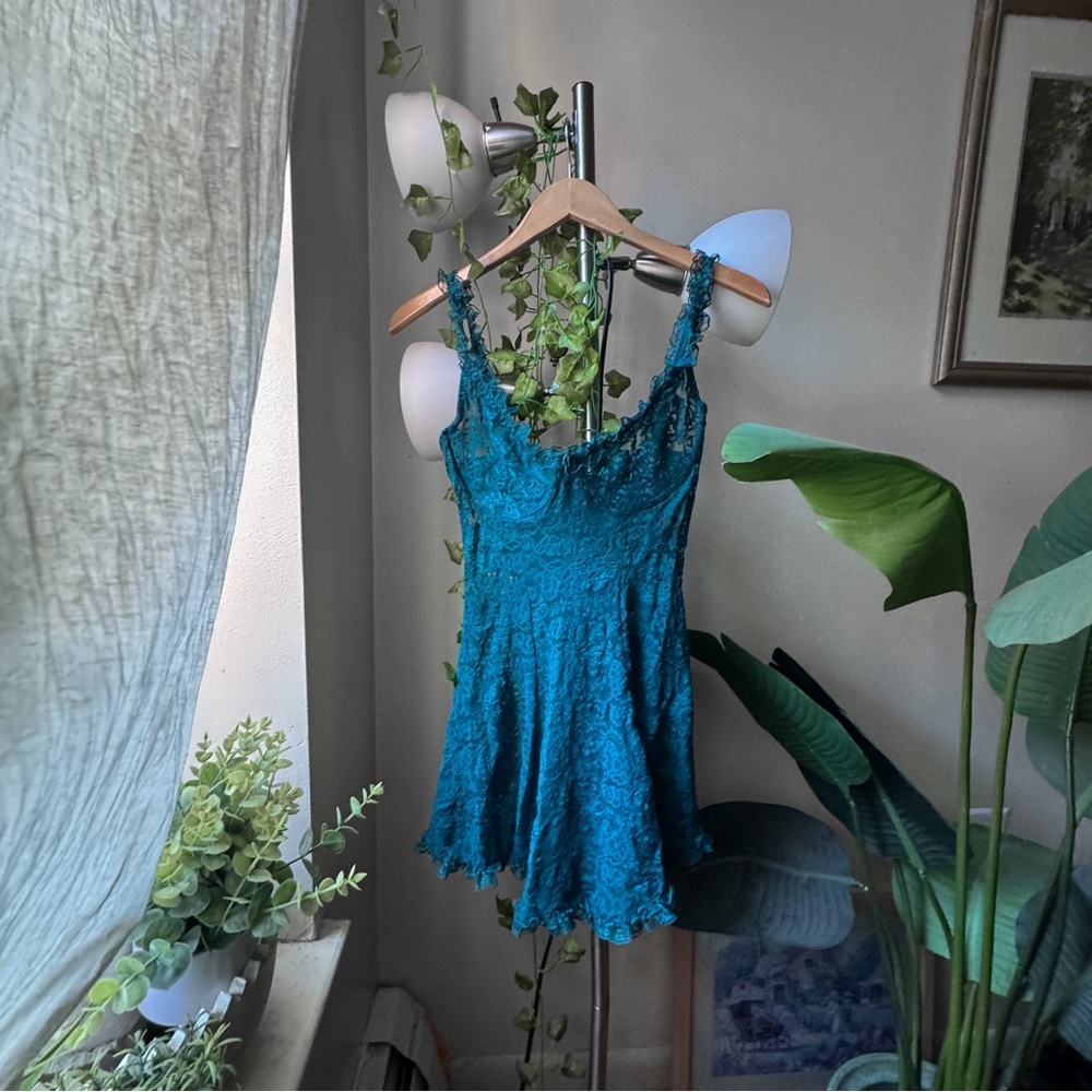 Teal slip dress